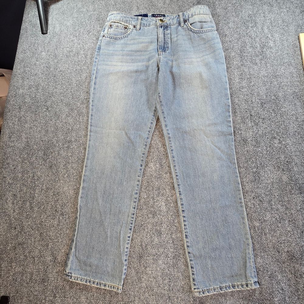 Chaps Boyfriend Jeans Womens Size 8 Light Wash Blue Denim Relaxed Fit NWT